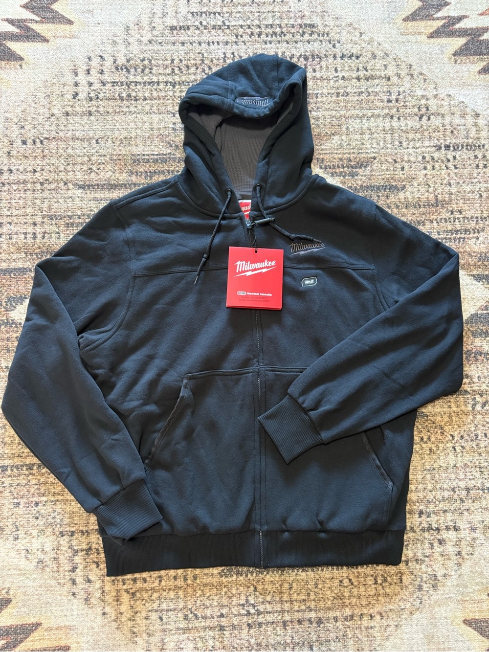 Milwaukee NWT Mens Black M12 Heated Gear Waffle Lined Full Zip Hoodie Size Large